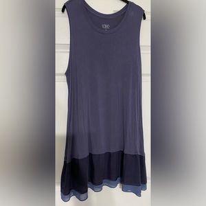LOGO BY LORI GOLDSTEIN TANK WITH CHIFFON HEM - Size 2X - Color: Blue